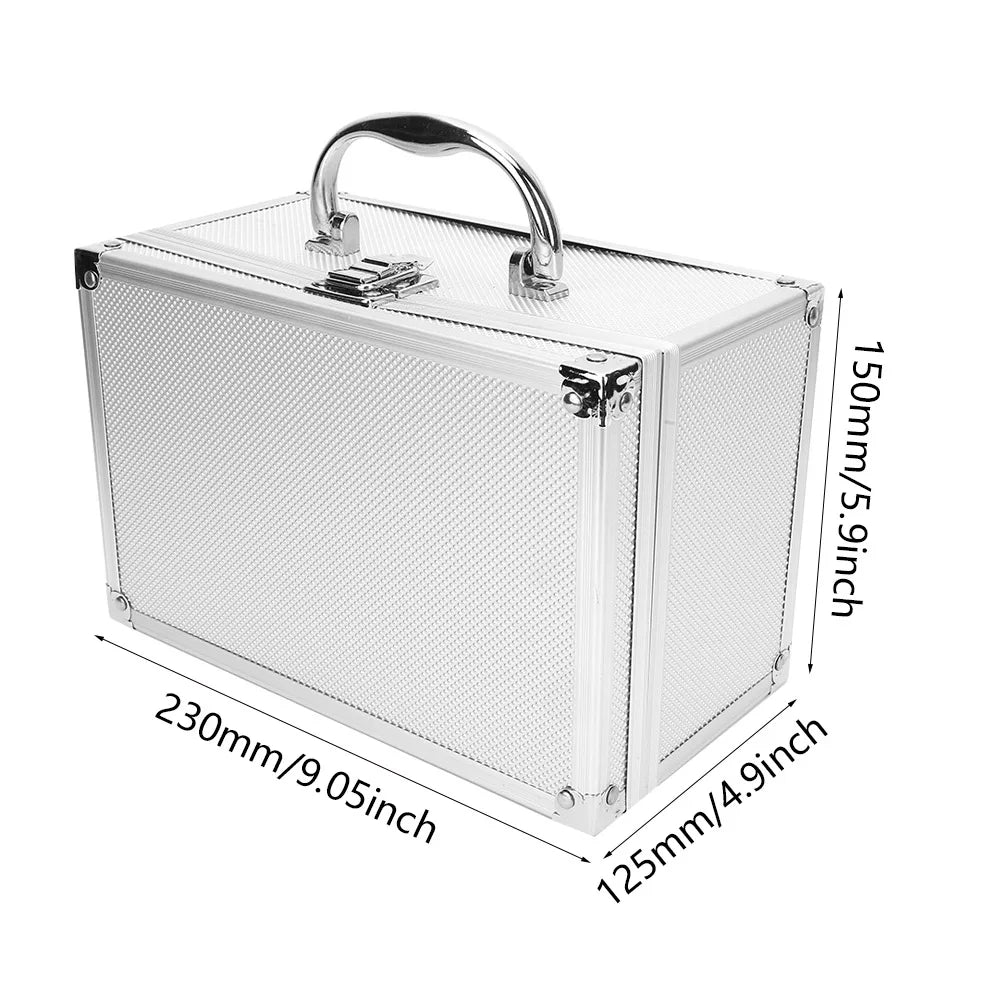 230×150×125mm Aluminum Alloy Tool box Shockproof Instrument Tool Storage Box Portable Toolbox Protective Carrying Case with Spon