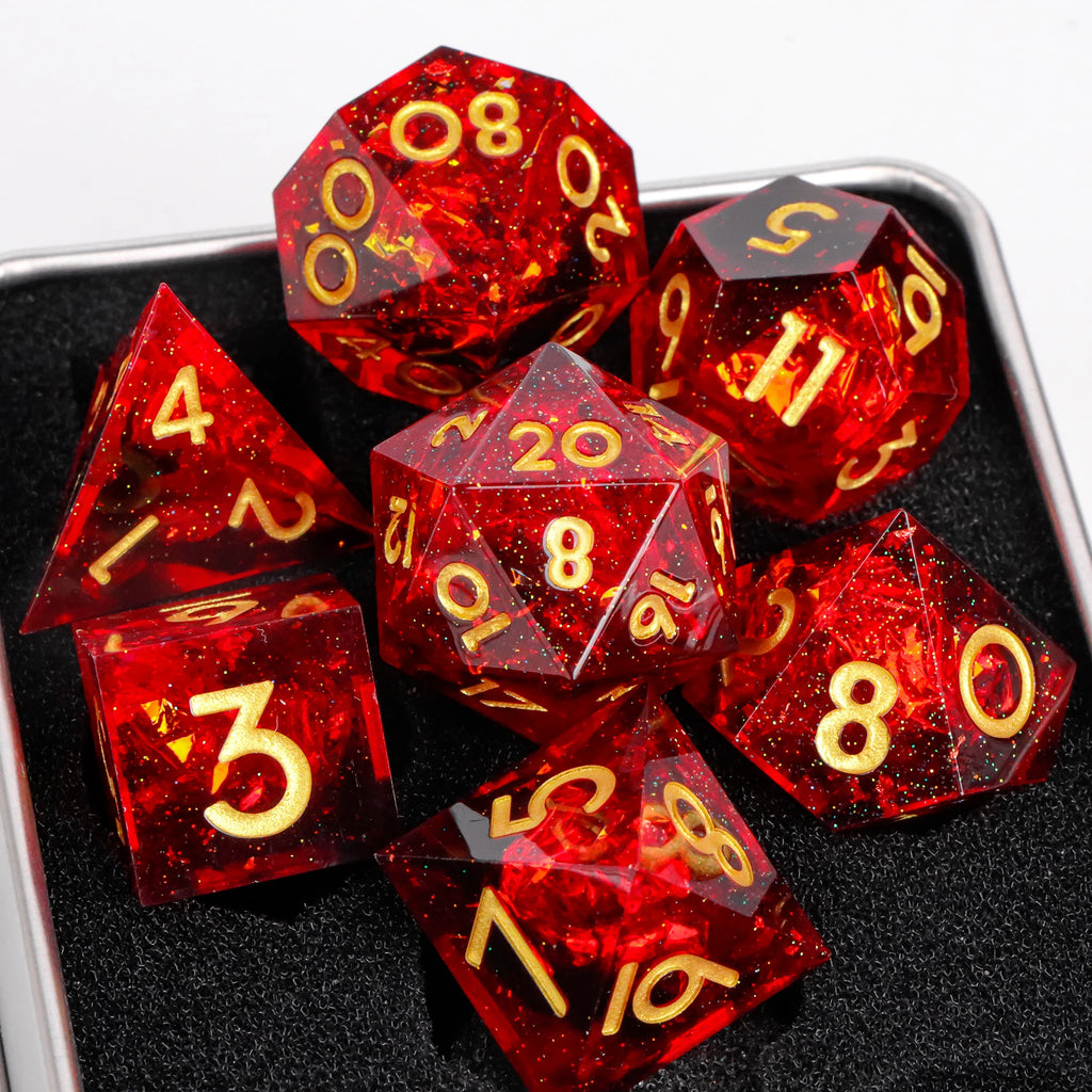 Blue Resin D&D Dice Set 7pcs Polyhedral Dice for Dungeons and Dragons, RPG Dice Role Playing Games D4, D6, D8, D10, D12, D20
