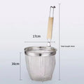 Stainless Steel Noodle Funnel Wooden Handle Multifunctional Fine Mesh Sieve Spoon Thickened Pasta Basket Strainer