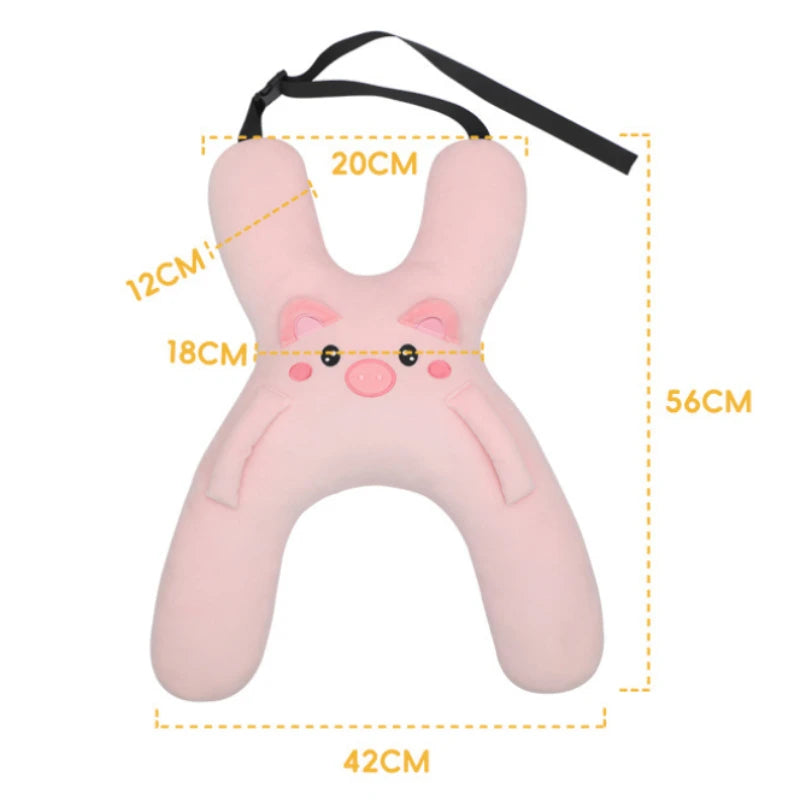Kids Car Neck Pillow with Seat Belt Safety Sleep Aid Prevent Leaning Head Back Seat Sleeping Comfort During Long Distance Travel