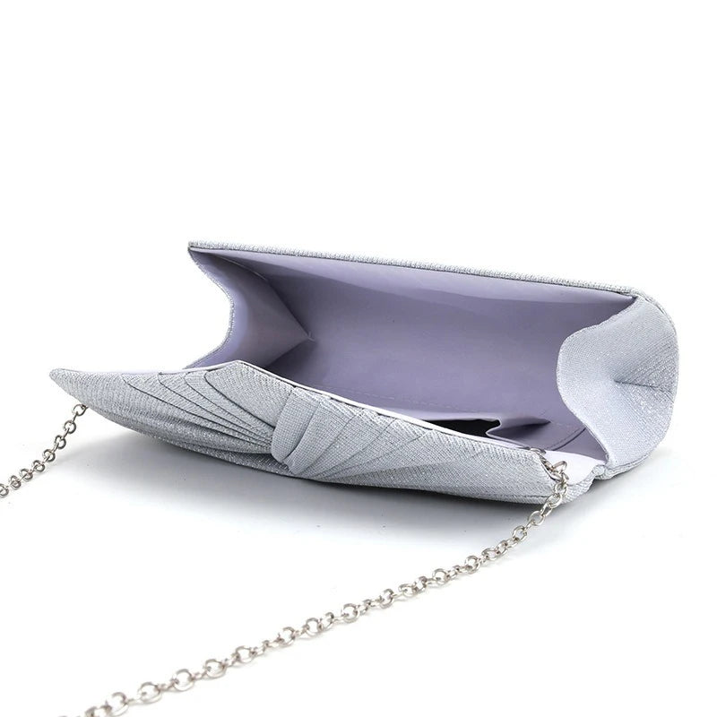 Crossbody Dinner Bag, Pleated and Patterned Women's Bag, Solid-color Clutch Clutch, Chain Evening Makeup Bag