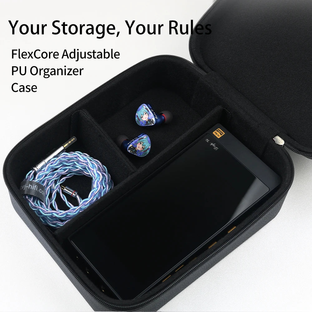 CVJ FlexCore Adjustable PU Organizer Earphones Case 185mm*165mm*73mm Large Earphones case