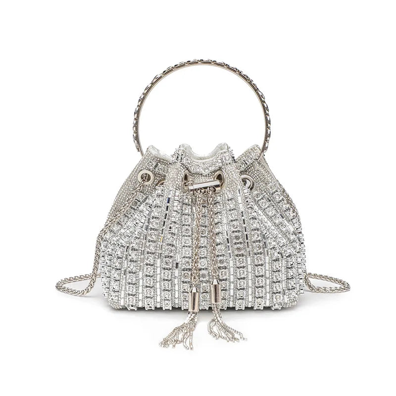 Evening Banquet Bag Luxury Designer Purses and Handbags Bag for Women Bucket Clutch Purse Tassel Crystal Rhinestone Shoulder Bag