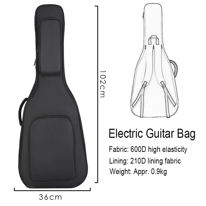 15mm Thickend Cotton Pad Guitar /Bass Bag Rip-stop Backpack Shoulder Bag Cover Carrying Case Color Options Neck Cushion Design
