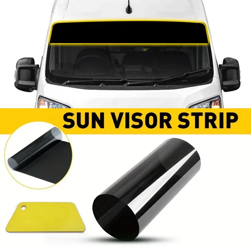 20x200cm RV Glossy Black Vinyl Sun Strip Kit for Camper Van Motorhome Sprinter Transit Ducato Large Stripe with Fitting Tool
