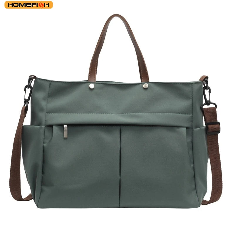 HOMEFISH Stylish Nylon Women's Tote Bag Shoulder Handbag with Large Capacity And Two Pockets for Commuting