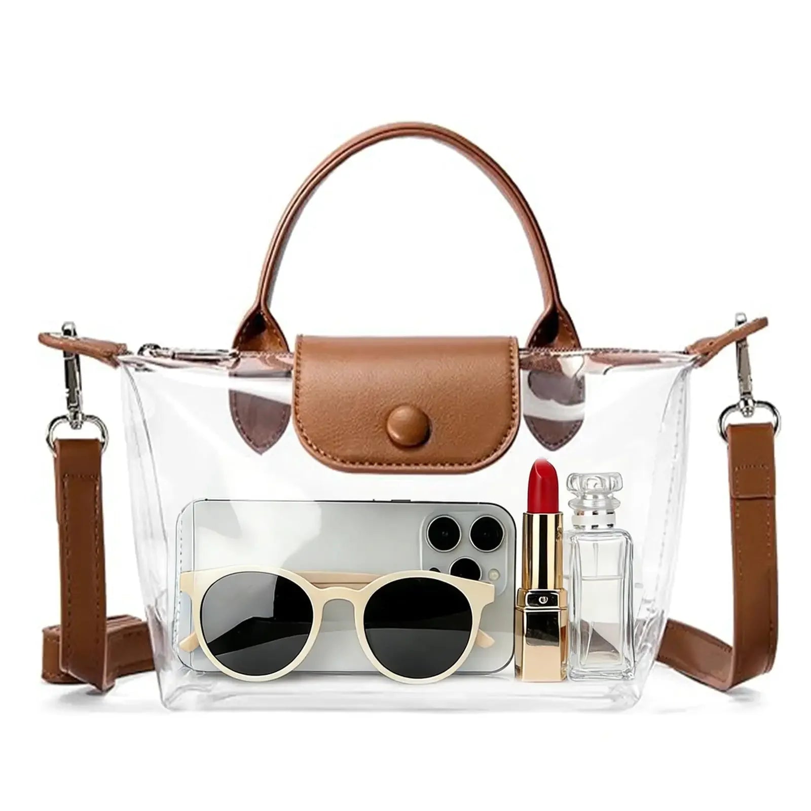 2026 New PVC Waterproof Transparent Handbag Women Large Capacity Phone Bag Niche Shoulder Crossbody Bag