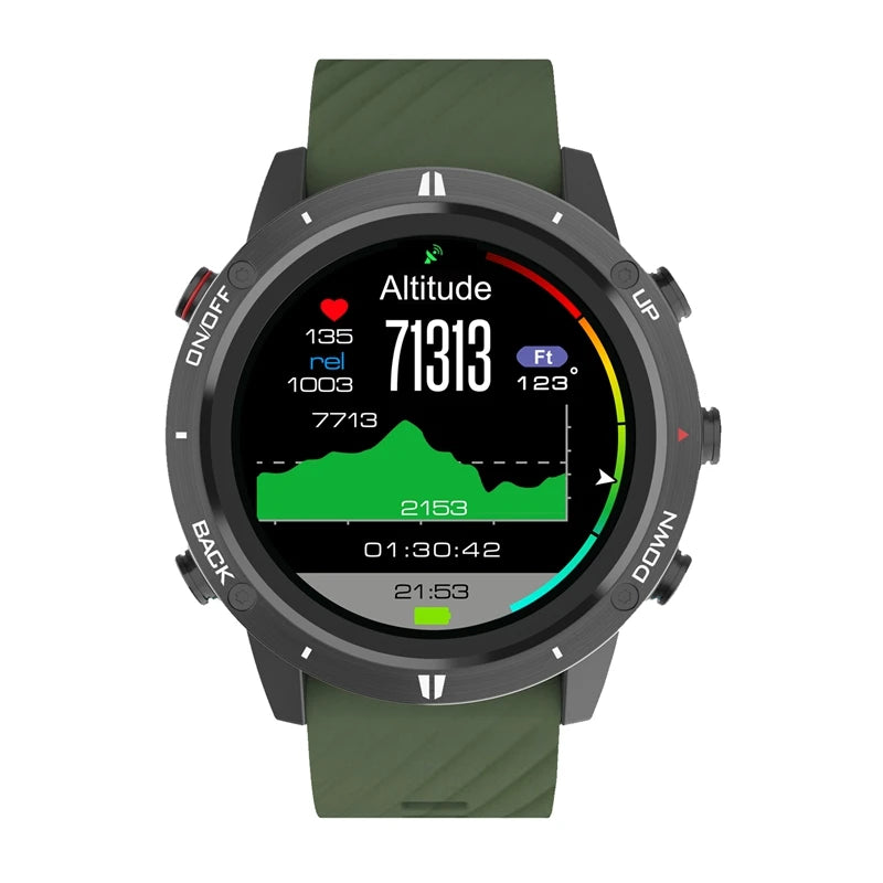 Bluetooth Sports Watch Touch Outdoor Running Cycling Diving Fishing Triathlon Heart Rate Waterproof Compass Tracker Data Store