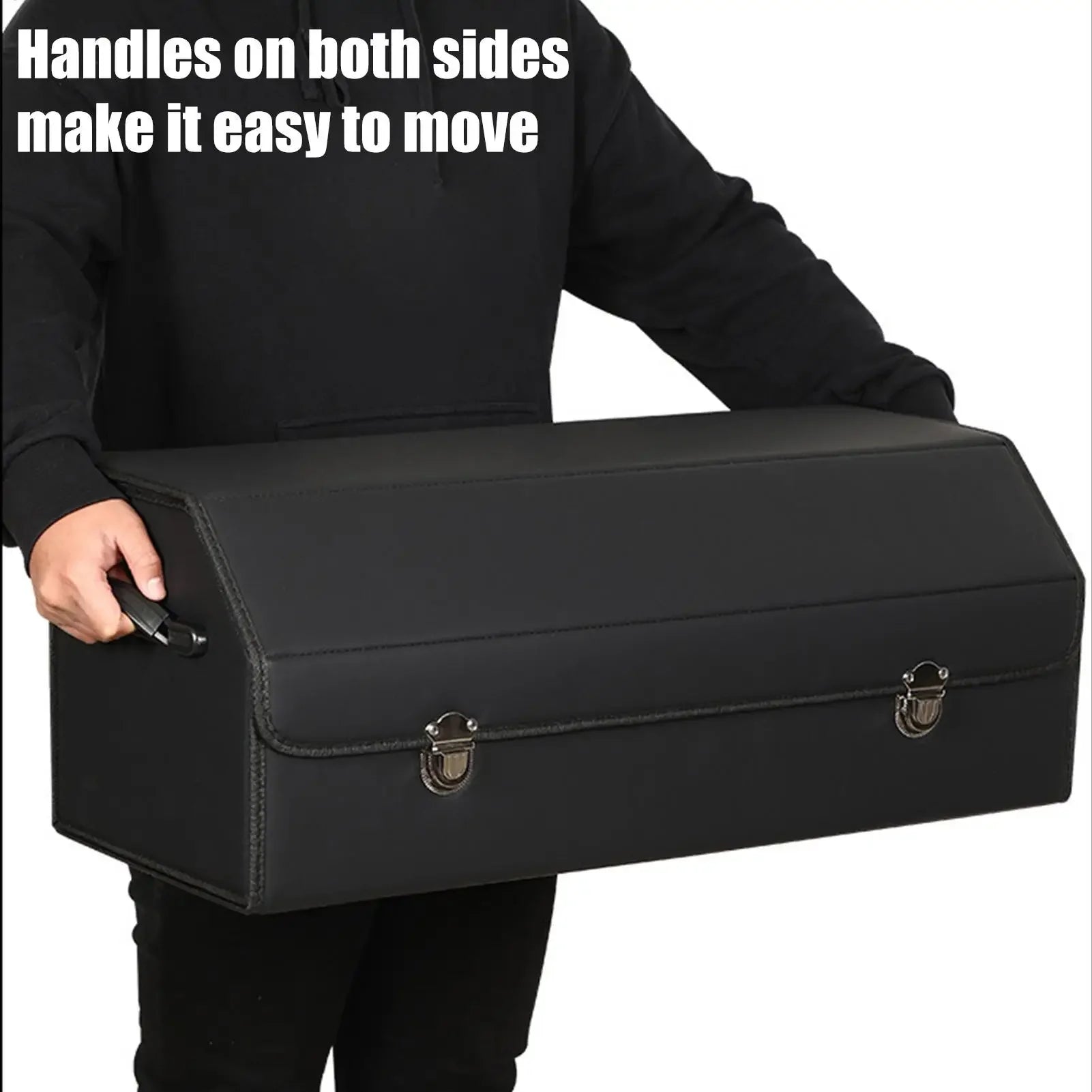Car Cargo Organizer Trunk Storage Organizer Car Accessories Waterproof Leather Container Folding Cargo Storage Box For SUV Sedan
