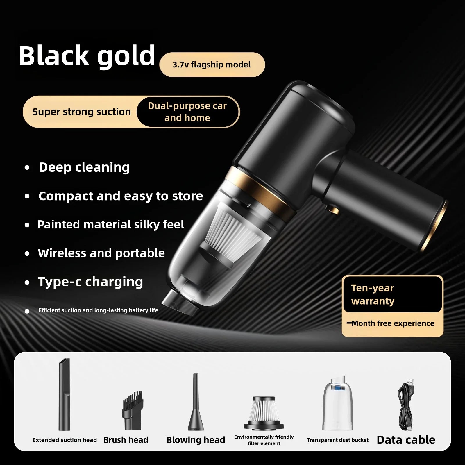 Lenovo 98000PA Wireless Vacuum Cleaner 120W Powerful Suction Home Car Dual- Use Cleaner Portable Handheld Cleaning Machine New
