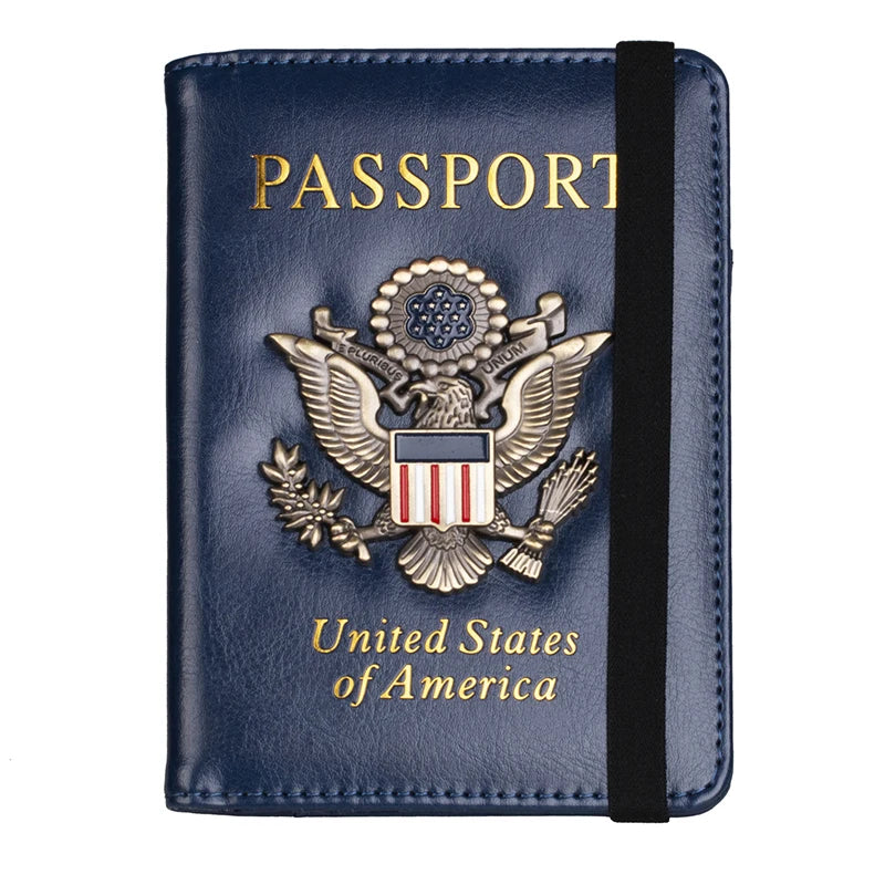 USA Passport Cover PU Leather, Personalized American Passport Holder for Men & Women, US Travel Document Case