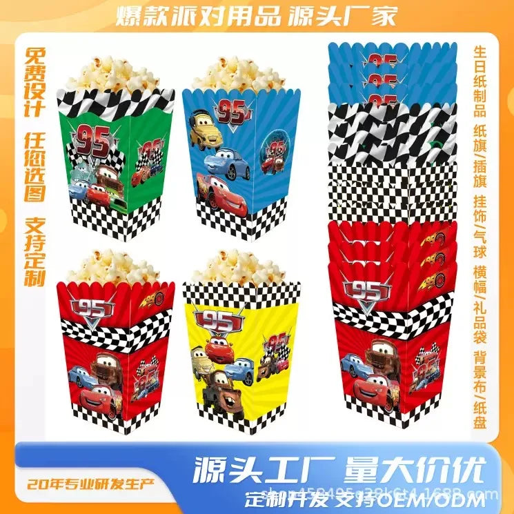 Race Car Party Favor Braclet Stamp Keychain Popcorn Box Party Decoration Cupcake Dessert Tower Kids Birthday Celebrations Favor