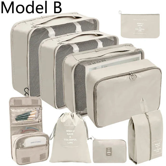 9Pcs/set High Quality Luggage Storage Bags For Packing Cube Clothes Underwear Cosmetic Bag Travel Suitcase Organizer Bag Pouch