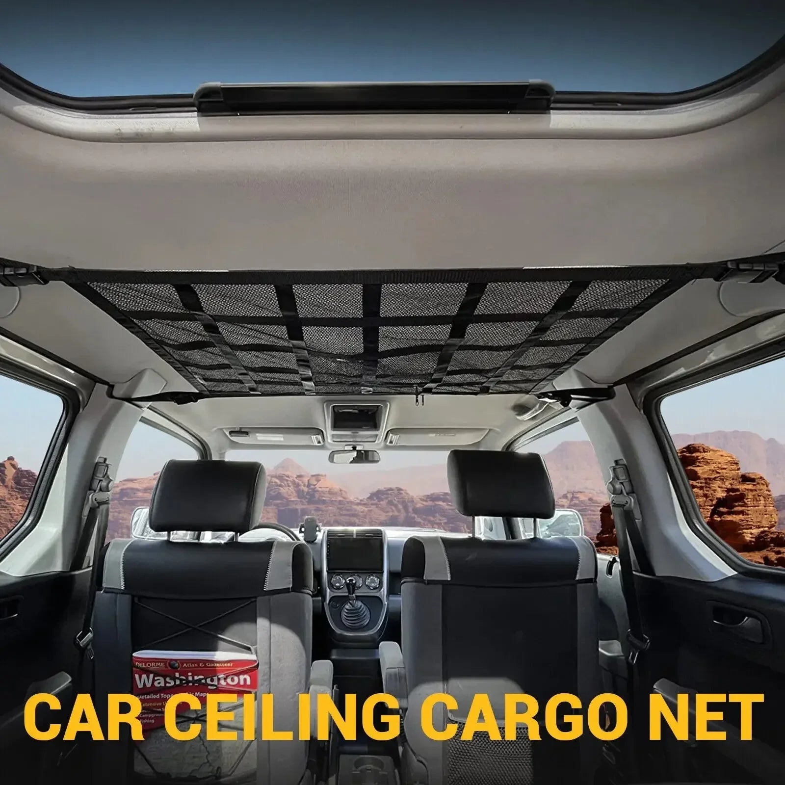 Car Ceiling Storage Net Interior Cargo Net Universal Trunk Pocket Storage Adjustable Car Bag Sundries Organizer Pouc