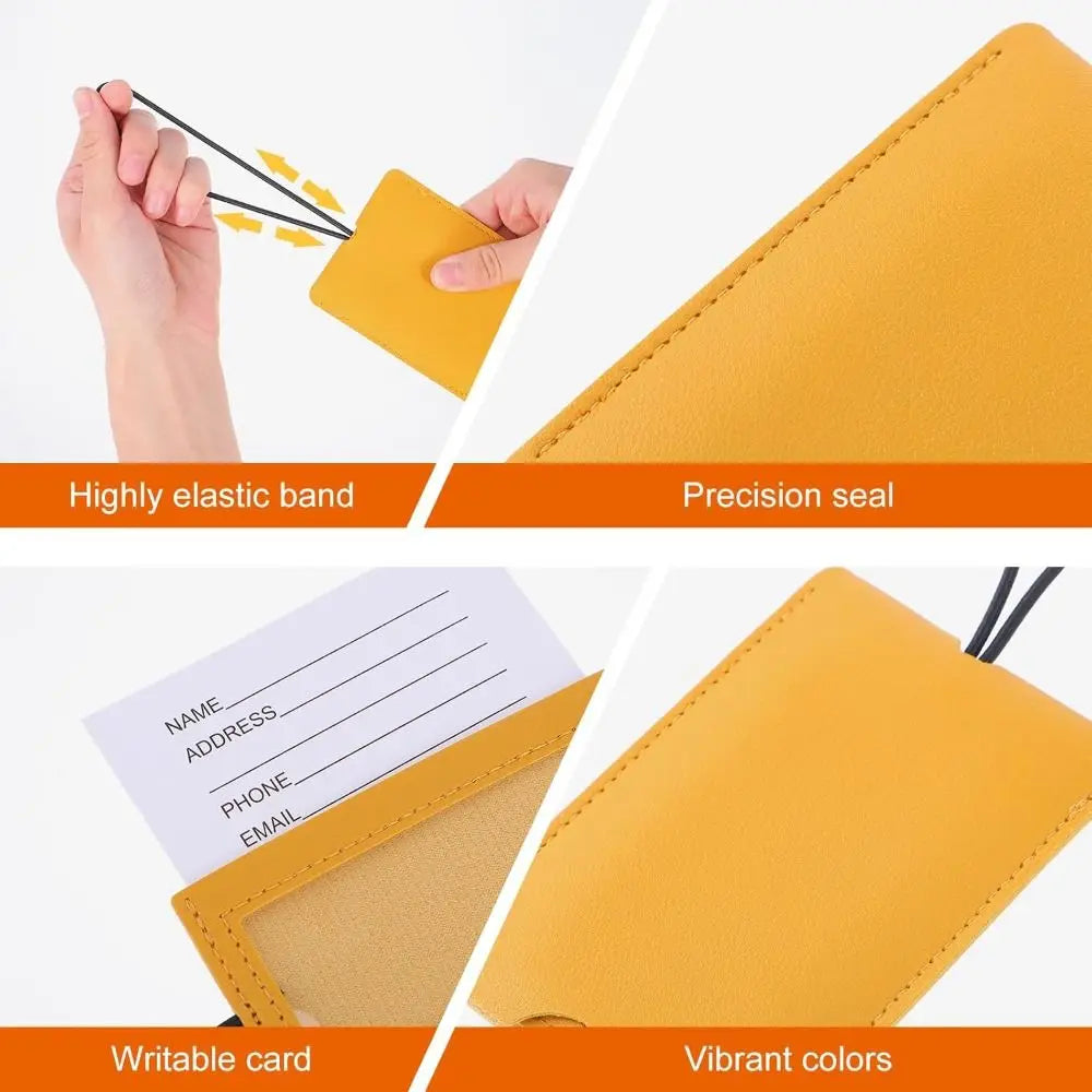 PU Leather Pull out Luggage Tag Backpack Accessories Red Color Name ID Address Tags Soft Luggage Label Straps Travel Accessories