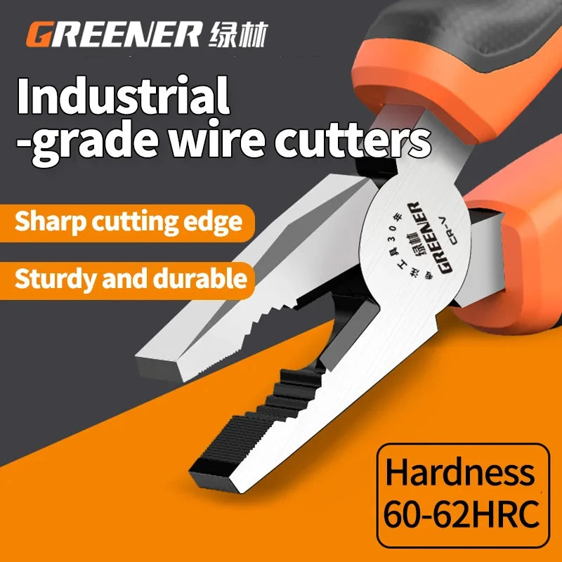 GREENERY 3pcs Pliers Set Combination Long Nose Diagonal Cutting Pliers Chrome Vanadium High Hardness for Home Electrician Tool