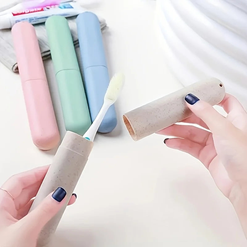 3pcs Travel Toothbrush Holder,Casual Style Plastic Toothbrush Case with Ventilation Holes,Stain Resistant,For Travel & Home Use