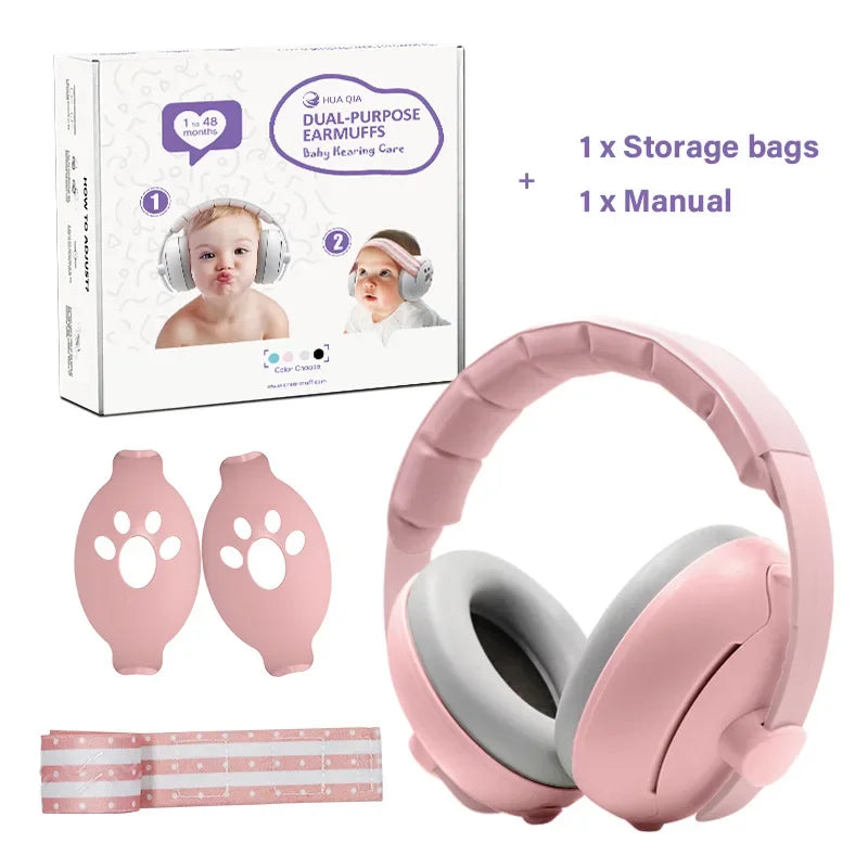 2 in 1 Baby Earmuff Mini-headset Adjustable Noise-proof Ear Protection Kids' Outdoor Sleep and Airplane Anti-noise Earmuffs