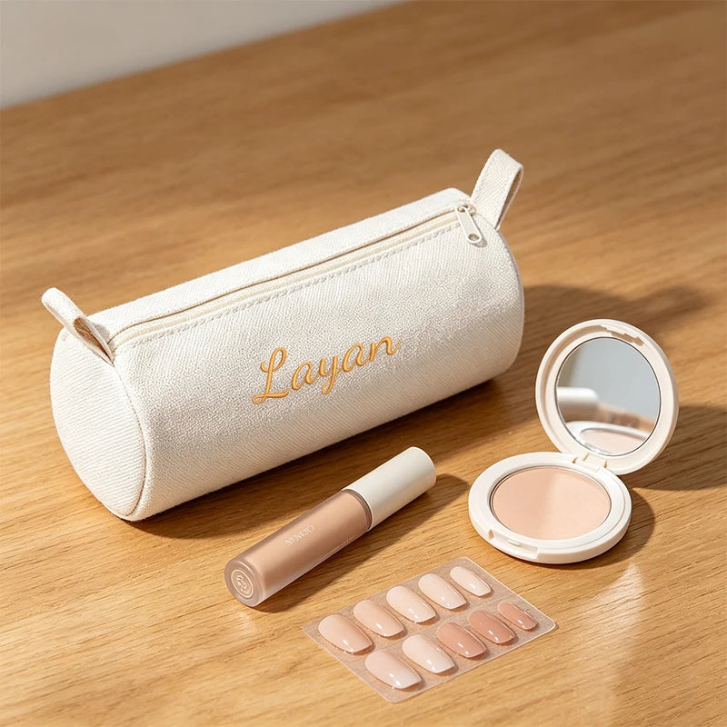 Customised Embroidery/Standard Style 2 Options, High-Quality Cylindrical Pencil Case, Storage Bag, Back-To-School Season!
