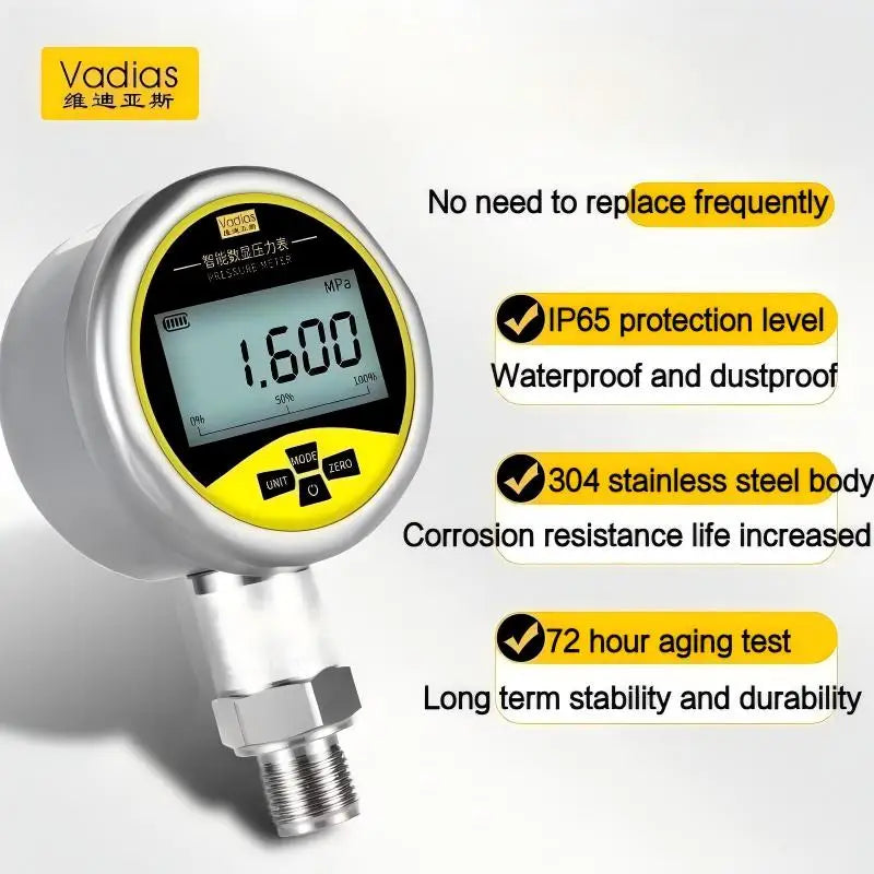 -0.1-60Mpa Digital Pressure Manometer 400bar Pressure Gauge 80mm Pressure Manometer M20*1.5 0.2% SS304 Digital Pressure Gauge