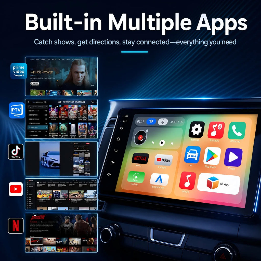 Wired To Wireless CarPlay Android Auto Adapter Built in Independent Android 15 OS Supports IPTV YouTube Netflix Plug and Play