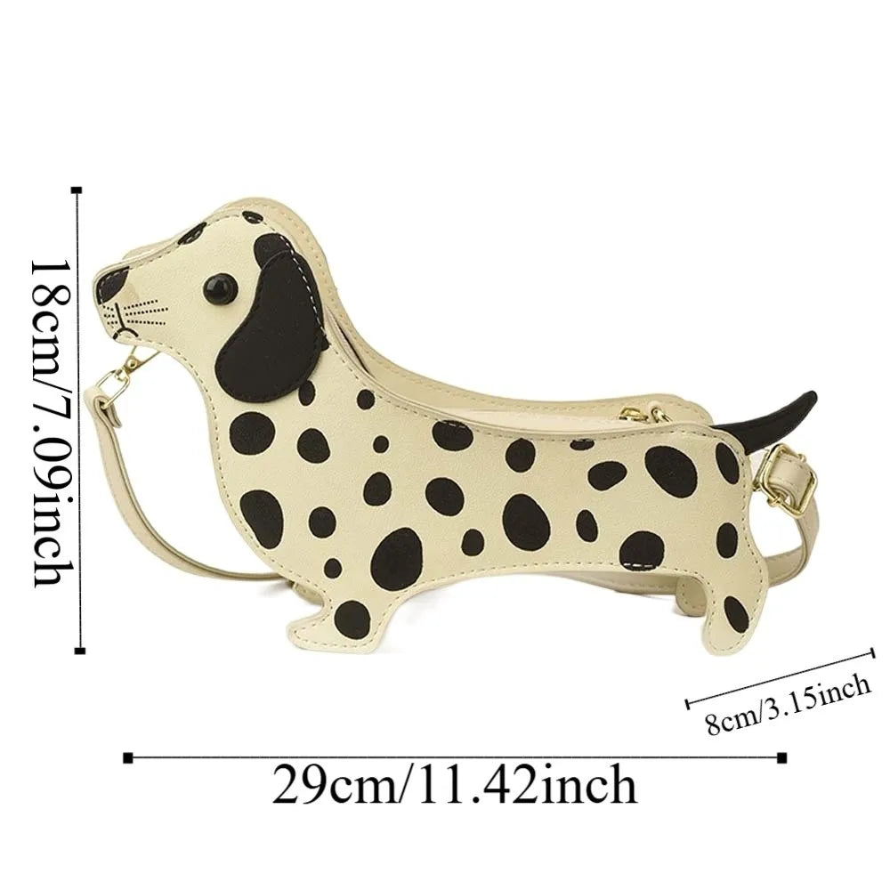 Kawaii Dachshund Crossbody Bag Three-dimensional Anti-splash Water Dog PU Shoulder Pouch Korean Style Lightweight
