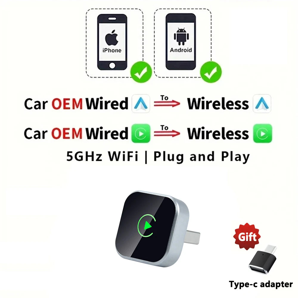 Wireless CarPlay Dongle Wireless Android Auto Adapter 2in1 Car Intelligent System AI Smart Box For Car With Wired CarPlay