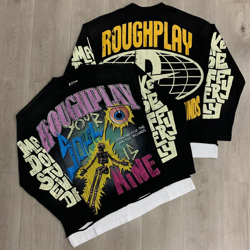 26SS New High Quality Street Lashion Hip Hop Rough Long Sleeved Fall Men's Women's Loose Casual T-Shirt
