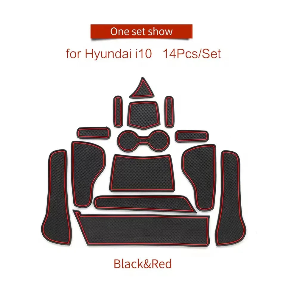 for Hyundai i10 2021 - 2023 Anti-Slip Gate Slot Cup Mat Door Groove Pad  Non-Slip Mats Coasters Car Interior Accessories