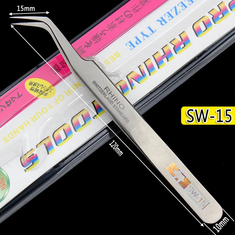 Japan RHINO SW Tweezers Frosted Anti-Magnetic Anti-Acid Slender Pointed Precision Forceps Electronic Components Clamping Tool
