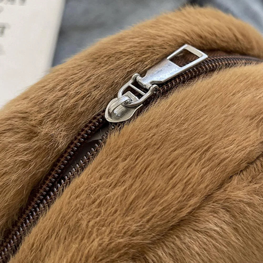 Cute Plush Capybara Crossbody Bag Large Capacity Shoulder Bag Cartoon Girls Coin Purse Zipper Plush Mobile Phone Pouch
