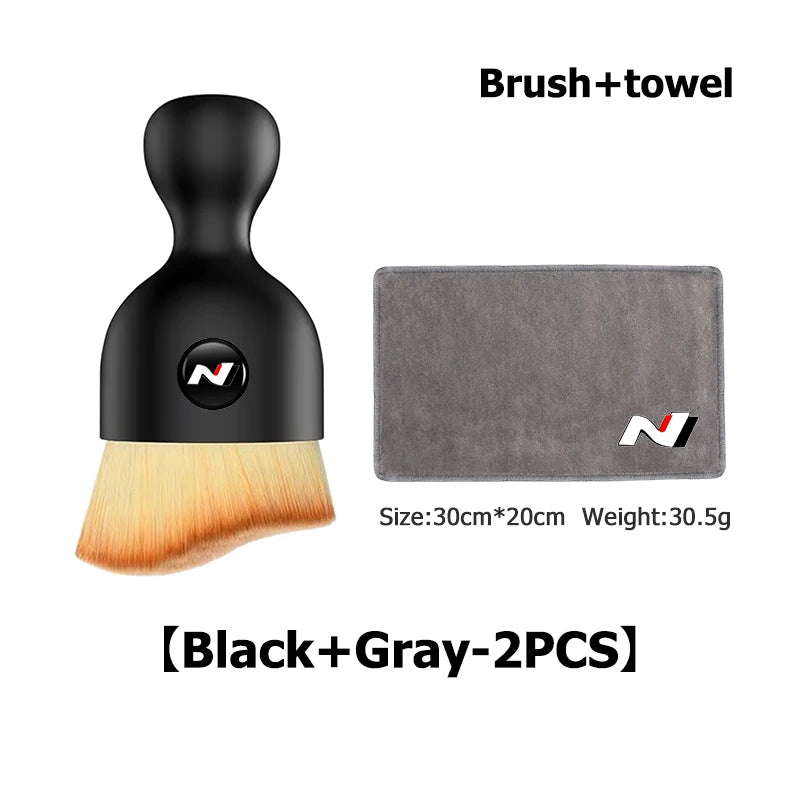 Car Towel Cleaning Drying Cloth With Duster Clean Brush Tool For Hyundai N LINE i30 i20 Sonata Accent Tucson Elantra Azera