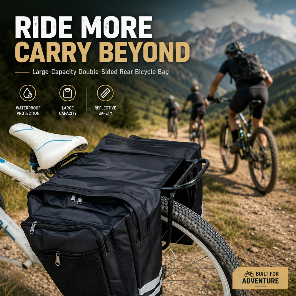 Bicycle Rear Rack Bag Waterproof Double-Sided Large Capacity Bike Trunk Pannier Storage for MTB Road Cycling Commuting
