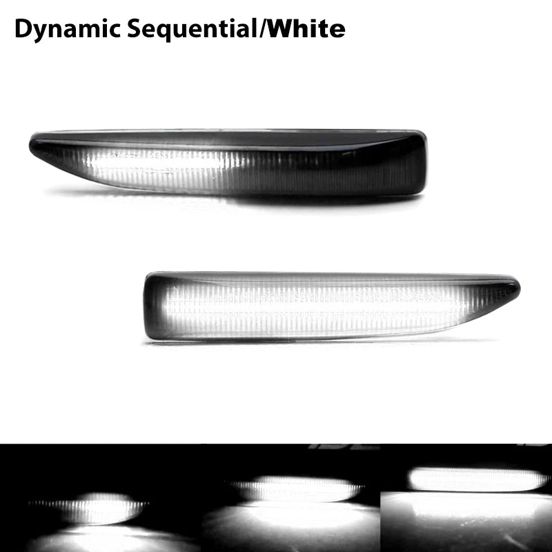 For BMW 7 Series E65 E66 E67 2001-2008 Clear & Smoked Lens LED Side Marker Lamp Fender Turn Signal Dynamic Amber Lights 12V T10