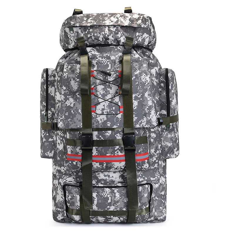 130L Hiking Camping Backpack Travel Large Luggage Bag Trekking Outdoor Sports Pack Molle Trekking Rucksack with Reflective Strip