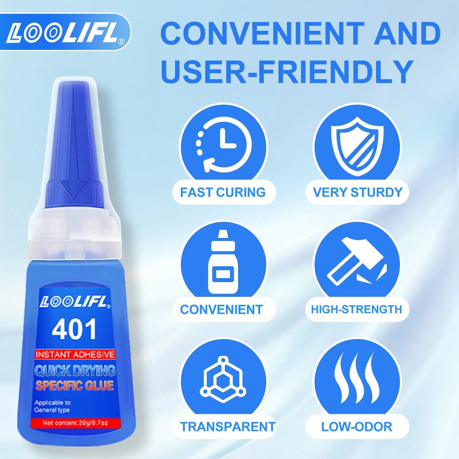 5PCS 401 Instant Nail Glue 20g - Quick Drying Super Adhesive for False Nails & Nail Tips
