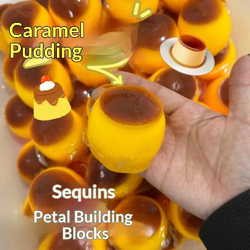 Crispy Sound Caramel Pudding Squeezing Toy Homemade DIY Handmade Squeeze Ball Non-rebound Stress Relieving Toy for Gift