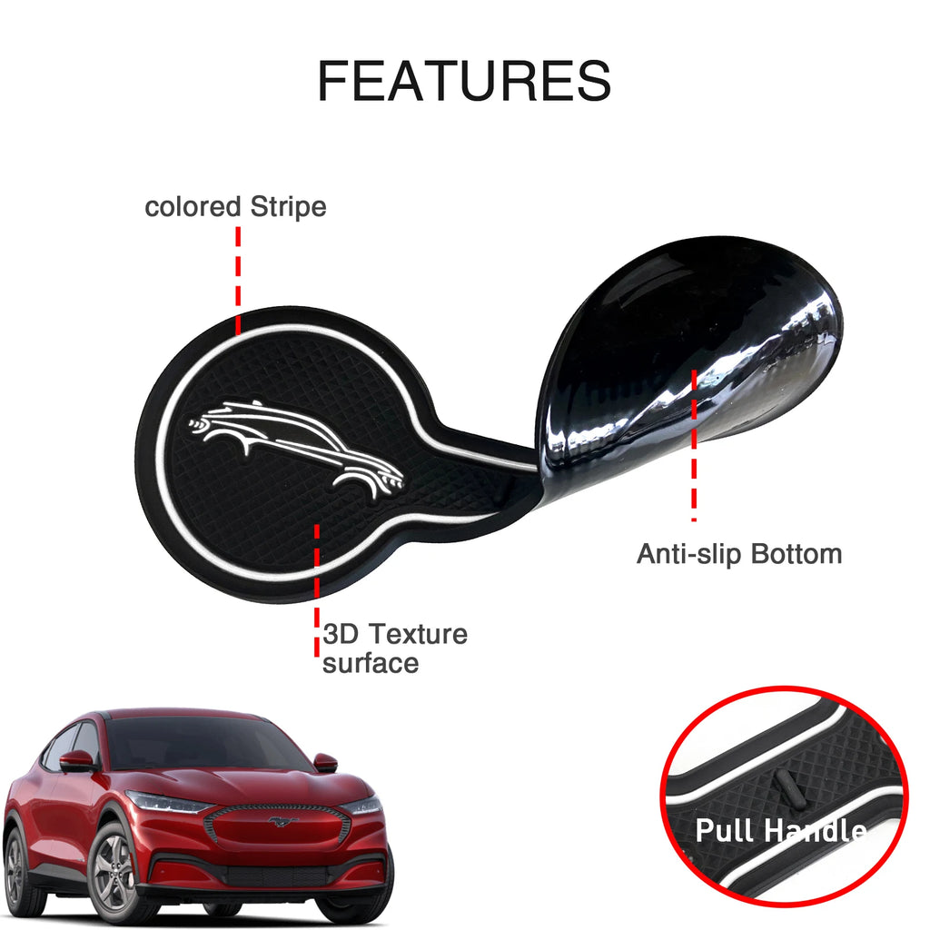 Non-Slip Car Cup Coaster Slot Pad for Mustang Mach-E GT  2021 2022 2023 Year Anti-Slip Mat Pocket Mat Interior Cup Holder Pad