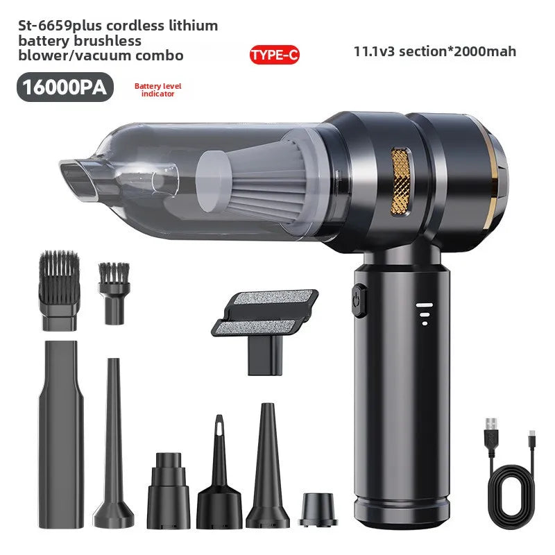 Strong Suction Car Vacuum Cleaner Brushless Motor Digital Display One-Click Detachable Dust Cup Portable Auto Household Duster