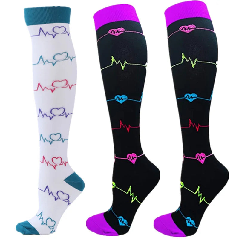 Unisex Compression Socks for Men and Women Medical Diabetes Varicose Veins Sports Socks for Running Cycling Travel Flight Yoga