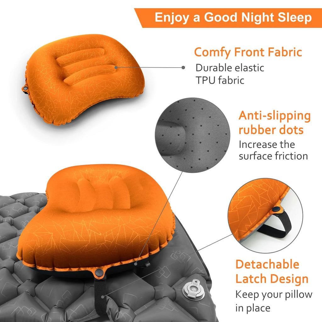 Ultralight Inflatable Camping Travel Pillow - Compressible Comfortable for Neck & Lumbar Support While Camp, Hiking, Backpacking