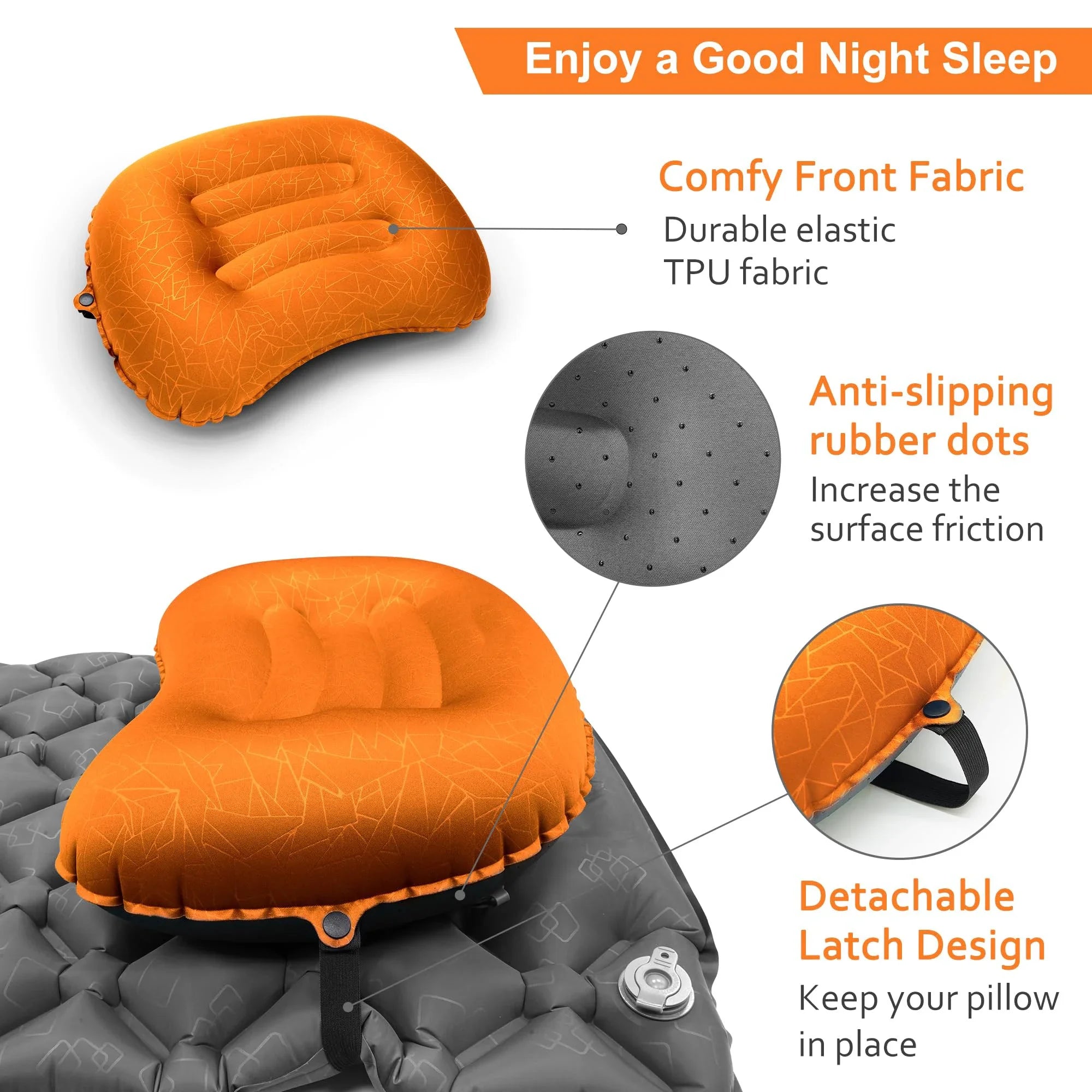 Ultralight Inflatable Camping Travel Pillow - Compressible Comfortable for Neck & Lumbar Support While Camp, Hiking, Backpacking