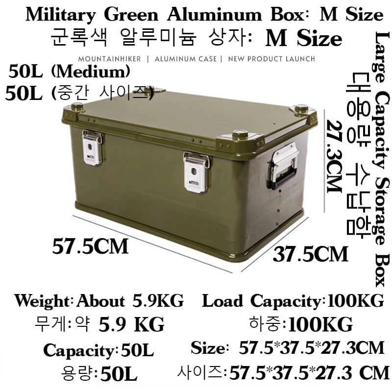 MOUNTAINHIKER New 30-80L Camping Picnic Travel Aluminum Alloy Large Capacity Box Storage Bag Hiking Accessories Outdoor Storage