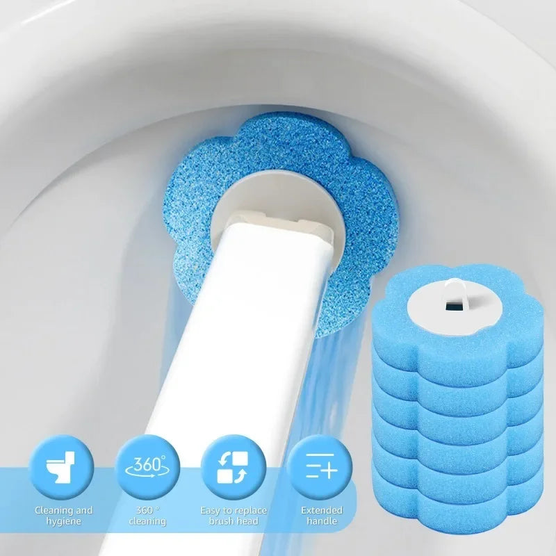 6-60PCS Disposable Toilet Brush Heads Bathroom Replacement Sponges Head Toilet Cleaning Brush Refills No Dead Angle Brush Heads