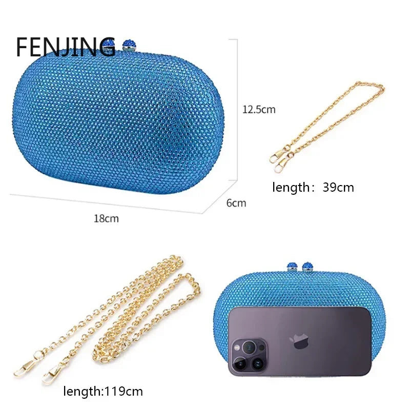 Diamonds Women Clutch Party Wedding Handbag Luxury Crossbody Bags Female Crystal Rhinestone Purse for Gift Prom Dress Chain Bag