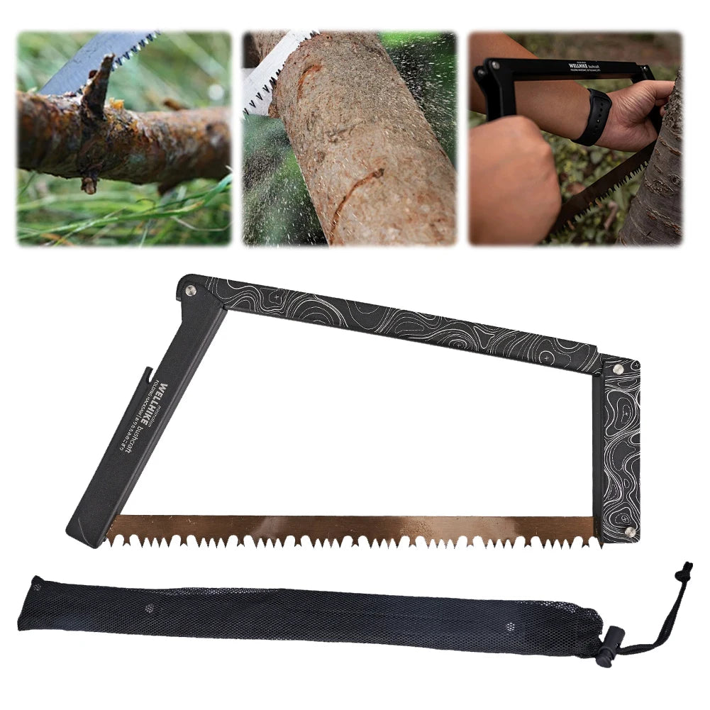 Folding Saw with Storage Bag Portable Wood Saw Aluminum Alloy Camping Foldable Hand Saw Outdoor Hiking Survival Tools