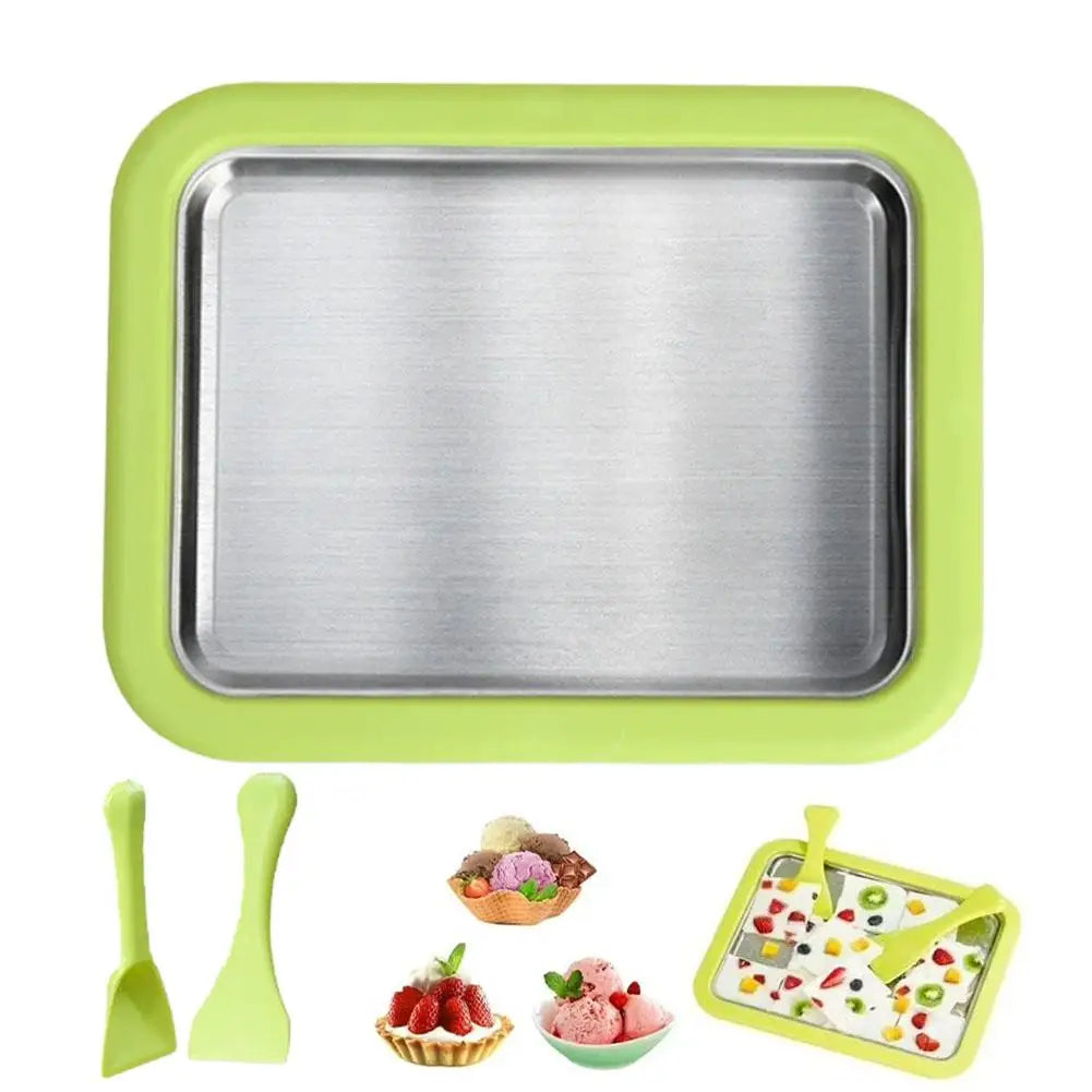 DIY Ice Cream Maker Yogurt Maker Machine for Homemade Rolled Cream Sorbet Gelato,Household Ice Cream Roller Pan with 2 Spatulas