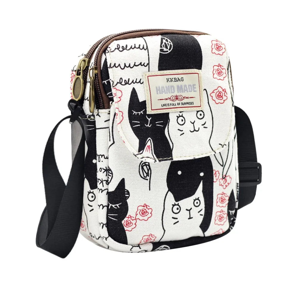 Cartoon Printed Shoulder Handbag Oxford Cloth Square Crossbody Messenger Bags Large Capacity Cosmetic Bag