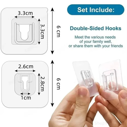 1-100Pairs Double-Sided Self Adhesive Wall Hooks Strong Sticky Transparent Traceless Kitchen Bedroom Wall Hook Storage Holders