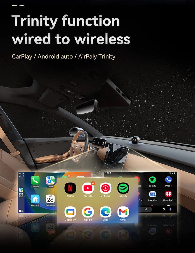 New Upgrade 3 in 1 Wireless CarPlay Mirror Link Adapter Instant Wired to Wireless Conversion Plug & Play For IPhone/Android 2025